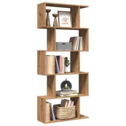 Berkfield Home Room Divider Bookcase 5-Tier Artisan Oak 70x24x161 cm Engineered Wood in Brown - Size: 70 x 24 x 161 cm - thumbnail 1