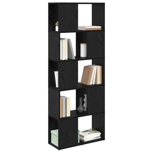 Berkfield Home Modern Bookshelf Black oak Engineered wood 60 x 24 x 155 cm - image 1