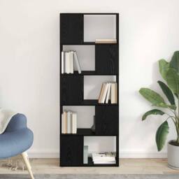 Berkfield Home Modern Bookshelf Black oak Engineered wood 60 x 24 x 155 cm - thumbnail 2
