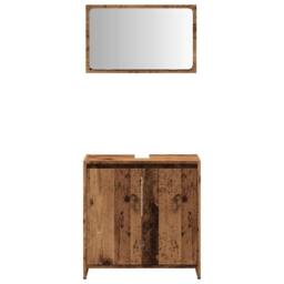 Berkfield Home 2 Piece Bathroom Furniture Set Old Wood Engineered Wood in Brown - thumbnail 4