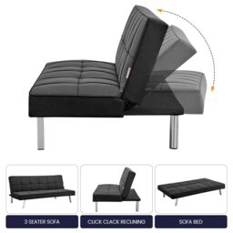 Bravich LTD Click Clack Fabric Sofa Bed - 3 Seater in Black - thumbnail 8