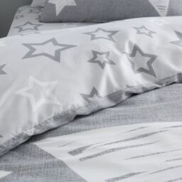 Smart Living Kids Printed Polycotton Duvet Cover or Fitted Sheet With Pillowcases - Superstar in Grey - Size: Double Fitted - thumbnail 3
