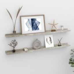 Berkfield Home Wall Shelves 2 pcs Concrete Grey 100x9x3 cm - Size: 100 x 9 x 3 cm - thumbnail 1