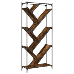 Berkfield Home Durable Bookcase Smoked Oak 79x30x180 cm Engineered Wood & Metal in Brown - Size: 79 x 30 x 180 cm - thumbnail 7
