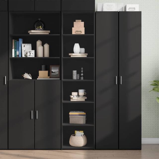 Berkfield Home Highboard Black 45x41x185 cm Engineered Wood - Size: 45 x 41 x 185 cm - image 1