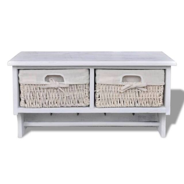 Berkfield Home Wall Shelf White 60x23.5x33 cm Paulownia Wood - image 1