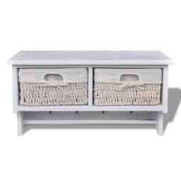 Berkfield Home Wall Shelf White 60x23.5x33 cm Paulownia Wood
