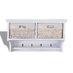 Berkfield Home Wall Shelf White 60x23.5x33 cm Paulownia Wood - thumbnail 5