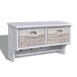 Berkfield Home Wall Shelf White 60x23.5x33 cm Paulownia Wood - thumbnail 2