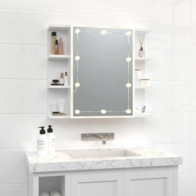 Berkfield Home Mirror Cabinet with LED High Gloss White 70x16.5x60 cm - image 1