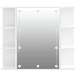 Berkfield Home Mirror Cabinet with LED High Gloss White 70x16.5x60 cm - thumbnail 8