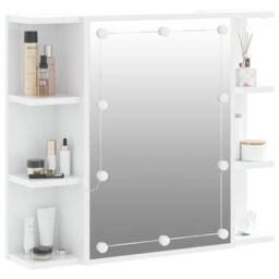 Berkfield Home Mirror Cabinet with LED High Gloss White 70x16.5x60 cm - thumbnail 6