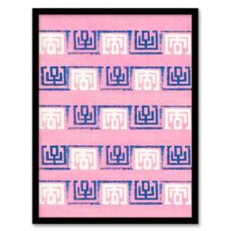 Artery8 Furuya Korin Framed Wall Art Print Pink Blue Geometric Pattern - Size: A4 - thumbnail 1