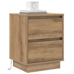 Berkfield Home Bedside Cabinet with LED Lights Artisan Oak 39x34.5x50 cm - thumbnail 3