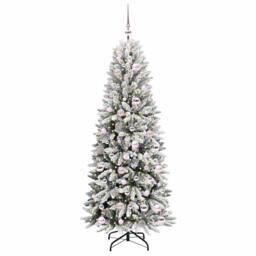 Berkfield Home Green Artificial Christmas Tree with 300 LEDs White 73 x 73 x 180 cm - thumbnail 1