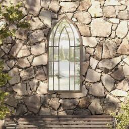 Berkfield Home Garden Mirror Sand 100x45 cm Iron for Outdoor Use in Beige - thumbnail 2