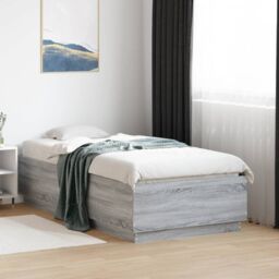 Berkfield Home Bed Frame with LED without Mattress Grey Sonoma 75x190 cm Small Single - thumbnail 1