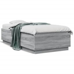 Berkfield Home Bed Frame with LED without Mattress Grey Sonoma 75x190 cm Small Single - thumbnail 5