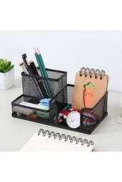 Living and Home 6Pcs Office Desktop Organizers Metal Pen Holder Set in Black - thumbnail 4