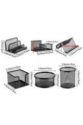 Living and Home 6Pcs Office Desktop Organizers Metal Pen Holder Set in Black - thumbnail 5