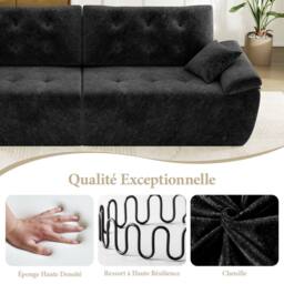 Dprodo 275CM Chenille 4 Seater Sofa, Deep Cushioned Modular Sectional Couches in Black - Size: 2 Pack - thumbnail 4