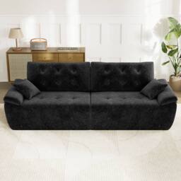 Dprodo 275CM Chenille 4 Seater Sofa, Deep Cushioned Modular Sectional Couches in Black - Size: 2 Pack - thumbnail 8