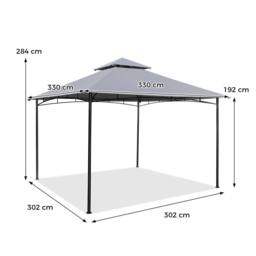 Costway 3.3 x 3.3 M Patio Gazebo w/ Metal Frame Outdoor Canopy Tent in Grey - thumbnail 4
