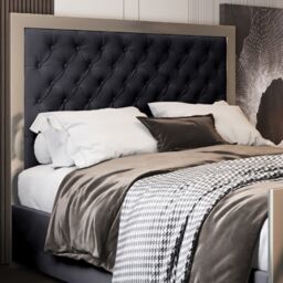 Casani Maddison Upholstered Soft Velvet Metal Bed Frame in Black - Size: Small Double - thumbnail 2