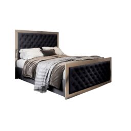 Casani Maddison Upholstered Soft Velvet Metal Bed Frame in Black - Size: Small Double - thumbnail 5
