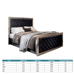 Casani Maddison Upholstered Soft Velvet Metal Bed Frame in Black - Size: Small Double - thumbnail 4