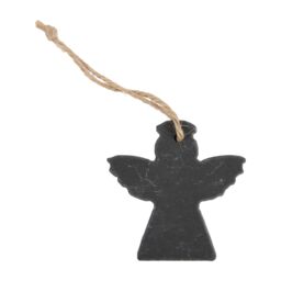 Nicola Spring Slate Christmas Tree Decoration - 7 x 7cm - Angel in Grey - Size: 7 x 7 cm