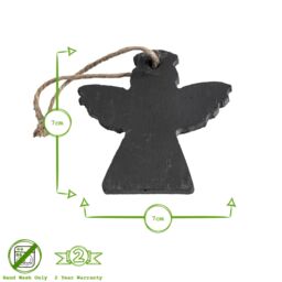 Nicola Spring Slate Christmas Tree Decoration - 7 x 7cm - Angel in Grey - Size: 7 x 7 cm - thumbnail 3