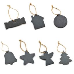 Nicola Spring Slate Christmas Tree Decoration - 7 x 7cm - Angel in Grey - Size: 7 x 7 cm - thumbnail 4