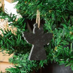 Nicola Spring Slate Christmas Tree Decoration - 7 x 7cm - Angel in Grey - Size: 7 x 7 cm - thumbnail 6