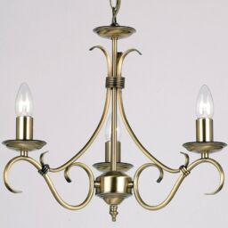 Loops 3 Lamp Ceiling & 2x Twin Wall Light Pack Antique Brass Vintage Matching Fittings in Metallics - thumbnail 3