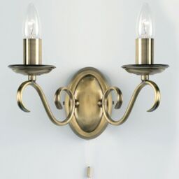 Loops 3 Lamp Ceiling & 2x Twin Wall Light Pack Antique Brass Vintage Matching Fittings in Metallics - thumbnail 5