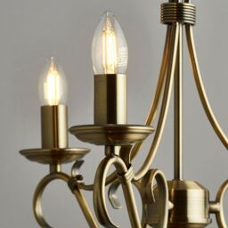 Loops 3 Lamp Ceiling & 2x Twin Wall Light Pack Antique Brass Vintage Matching Fittings in Metallics - thumbnail 4
