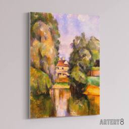 "Artery8 Paul Cezanne Country House By A River Canvas Wall Art Print - Size: W18"" x H24""" - thumbnail 2