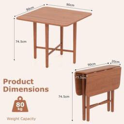 VOGREX Walnut Extendable Space Saving Console Dining Table in Brown - thumbnail 2