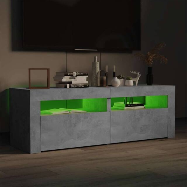 Berkfield Home TV Cabinet with LED Lights Concrete Grey 120x35x40 cm - Size: 120 x 35 x 40 cm - image 1