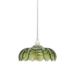 First Choice Lighting Set of 2 Alice - Green Floral Glass Easy Fit Pendant Shades - thumbnail 3