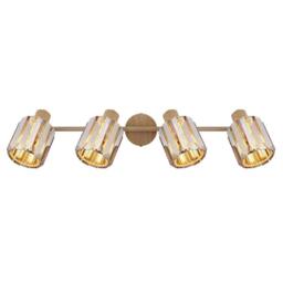Netlighting Run Ceiling Spotlight Bar Wood Look K5 Crystals Smoke Colored 4x E14 in Brown - thumbnail 3