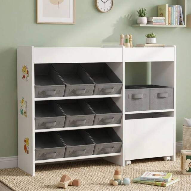STILVORA Kids Storage Unit with 11 Bins & Cabinet in White - image 1