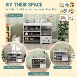 STILVORA Kids Storage Unit with 11 Bins & Cabinet in White - thumbnail 8
