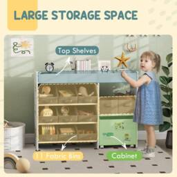 STILVORA Kids Storage Unit with 11 Bins & Cabinet in White - thumbnail 6