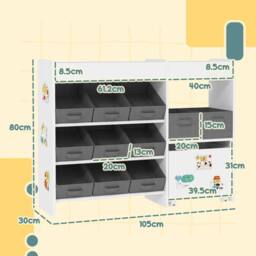 STILVORA Kids Storage Unit with 11 Bins & Cabinet in White - thumbnail 4