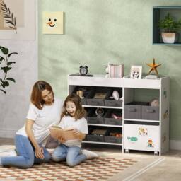 STILVORA Kids Storage Unit with 11 Bins & Cabinet in White - thumbnail 2
