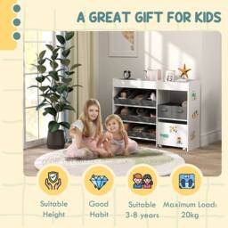 STILVORA Kids Storage Unit with 11 Bins & Cabinet in White - thumbnail 9