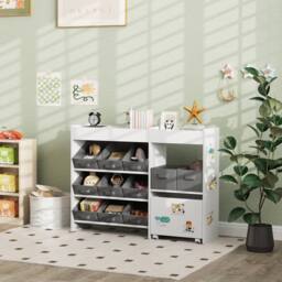 STILVORA Kids Storage Unit with 11 Bins & Cabinet in White - thumbnail 3