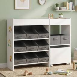 STILVORA Kids Storage Unit with 11 Bins & Cabinet in White